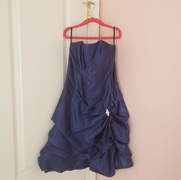 Jessica McClintock Gunne Sax 00s Blue strapless party dress sz 3 new years - Picture 13 of 13
